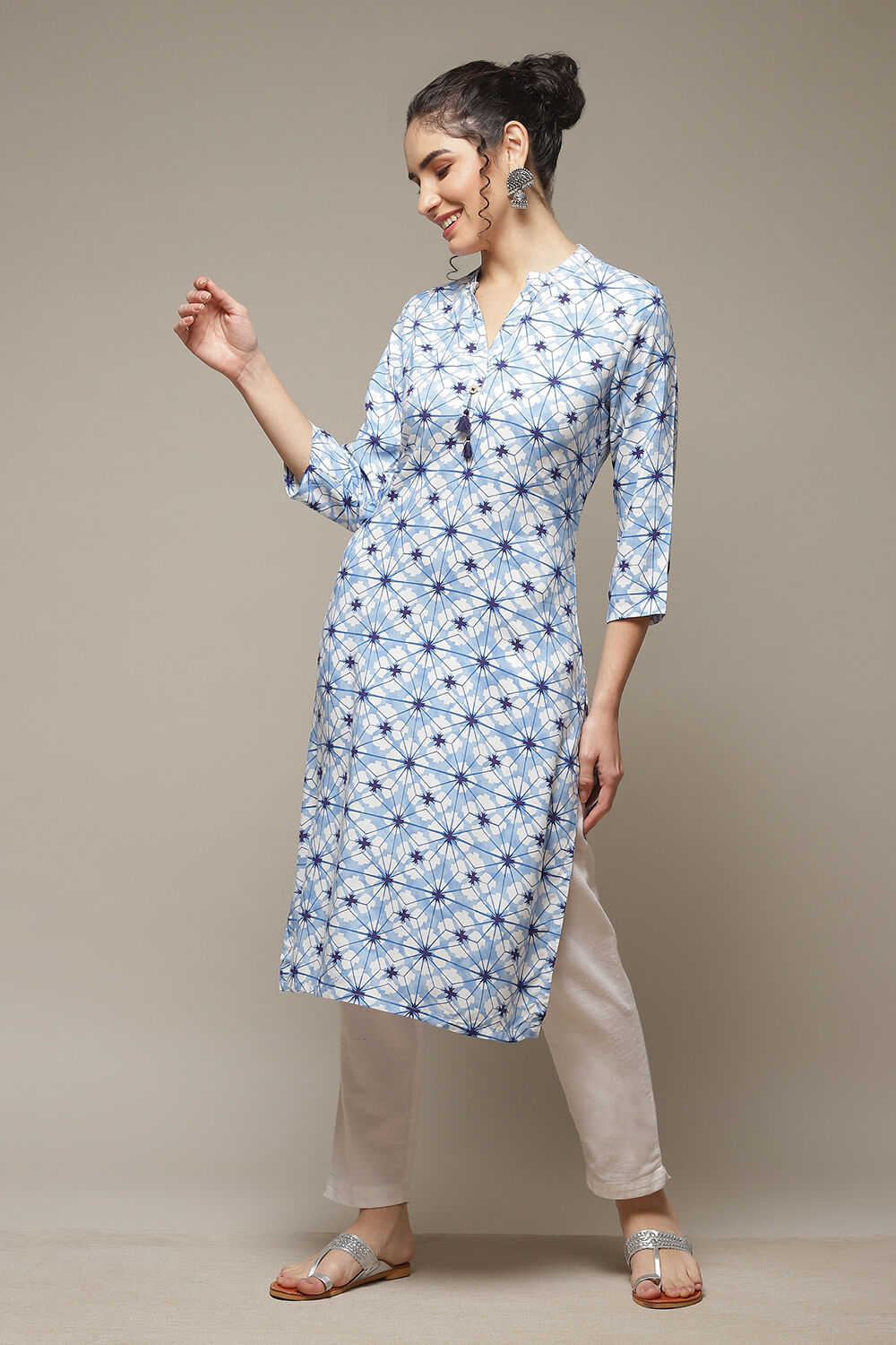 Blue LIVA Straight Kurta image number 0